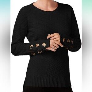 Bar III Black Grommet Detail Pullover Sweater Size Small